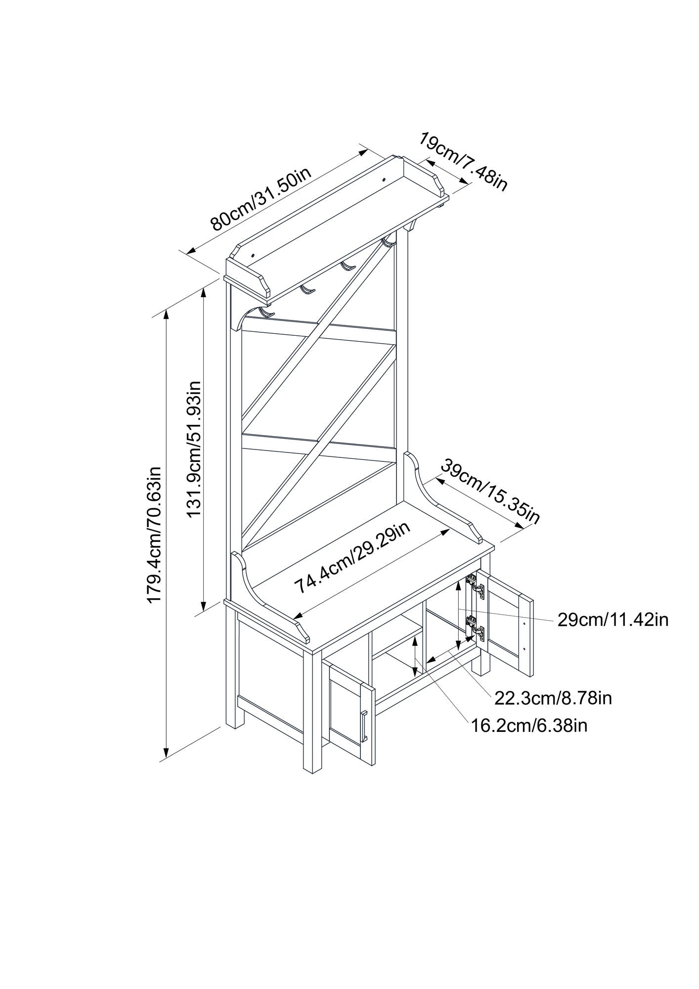 Enrid Hall Tree with Storage Bench