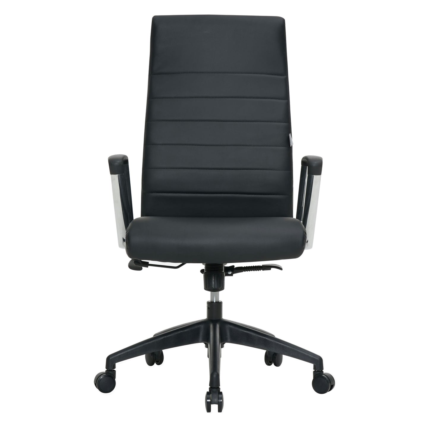 LeisureMod Hilton Modern High-Back Leather Office Chair, Black