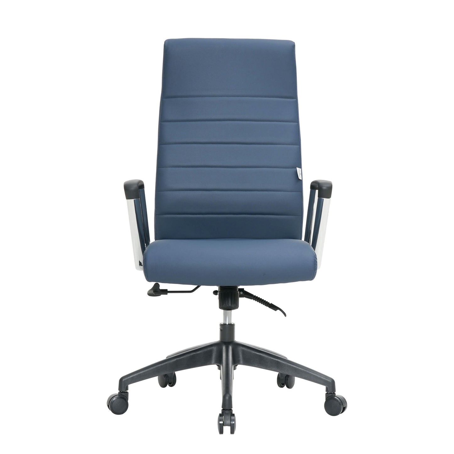 LeisureMod Hilton Modern High-Back Leather Office Chair, Blue