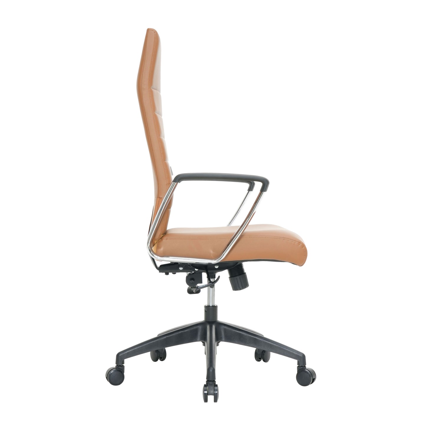 LeisureMod Hilton Modern High-Back Leather Office Chair, Brown