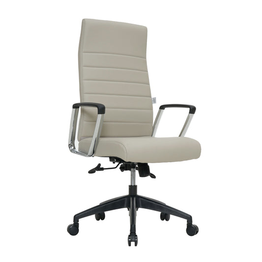 LeisureMod Hilton Modern High-Back Leather Office Chair, Tan