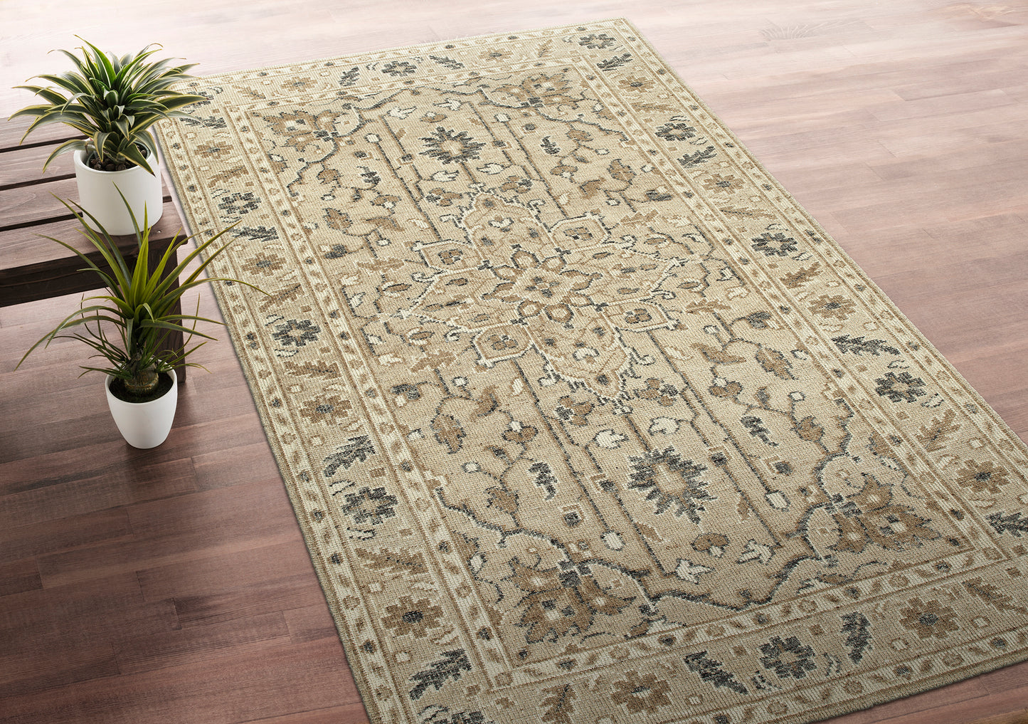 Kaleen Herrera Collection Light Sand Throw Rug 2' x 3'