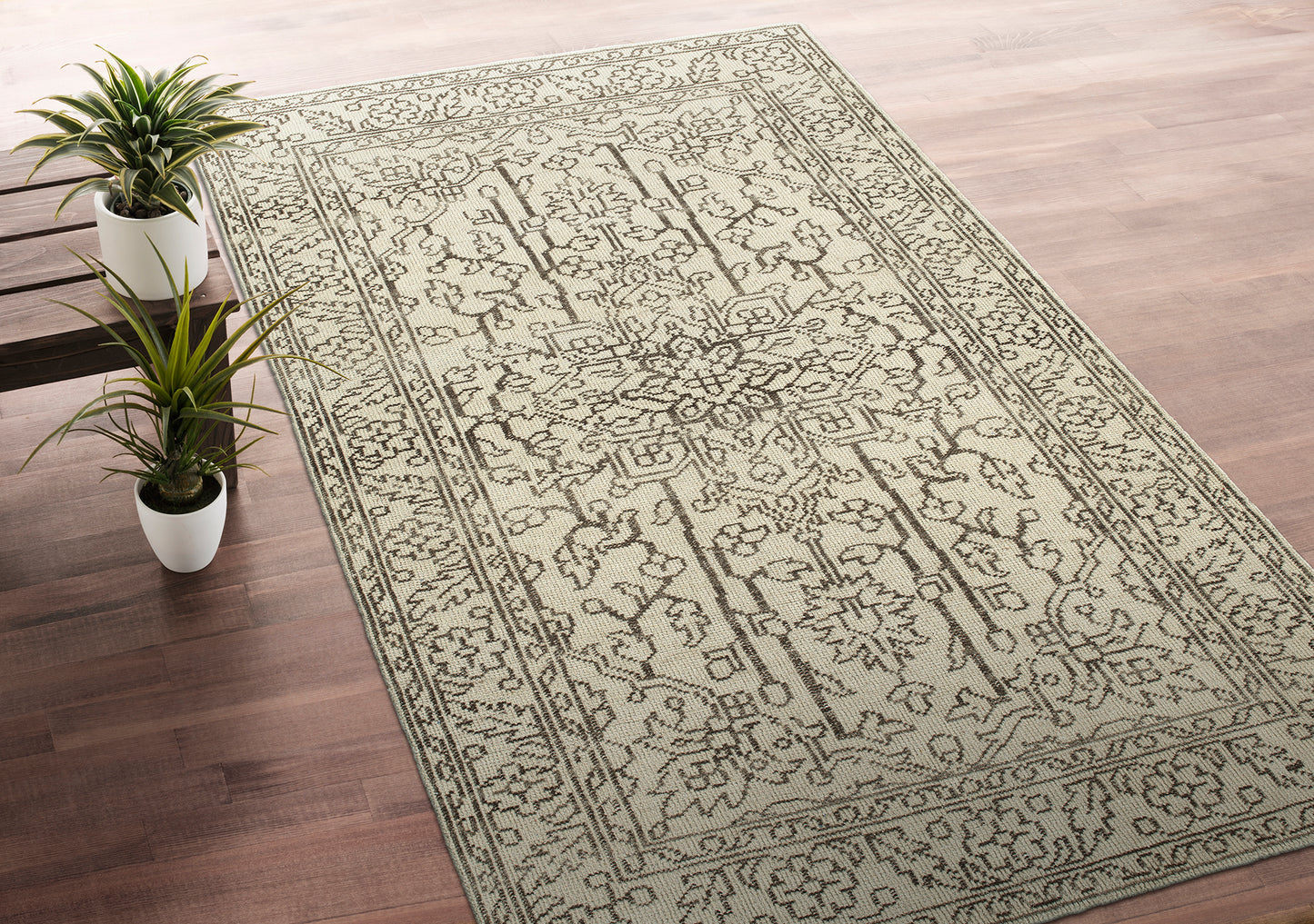 Kaleen Herrera Collection Light Beige Throw Rug 3' x 5'