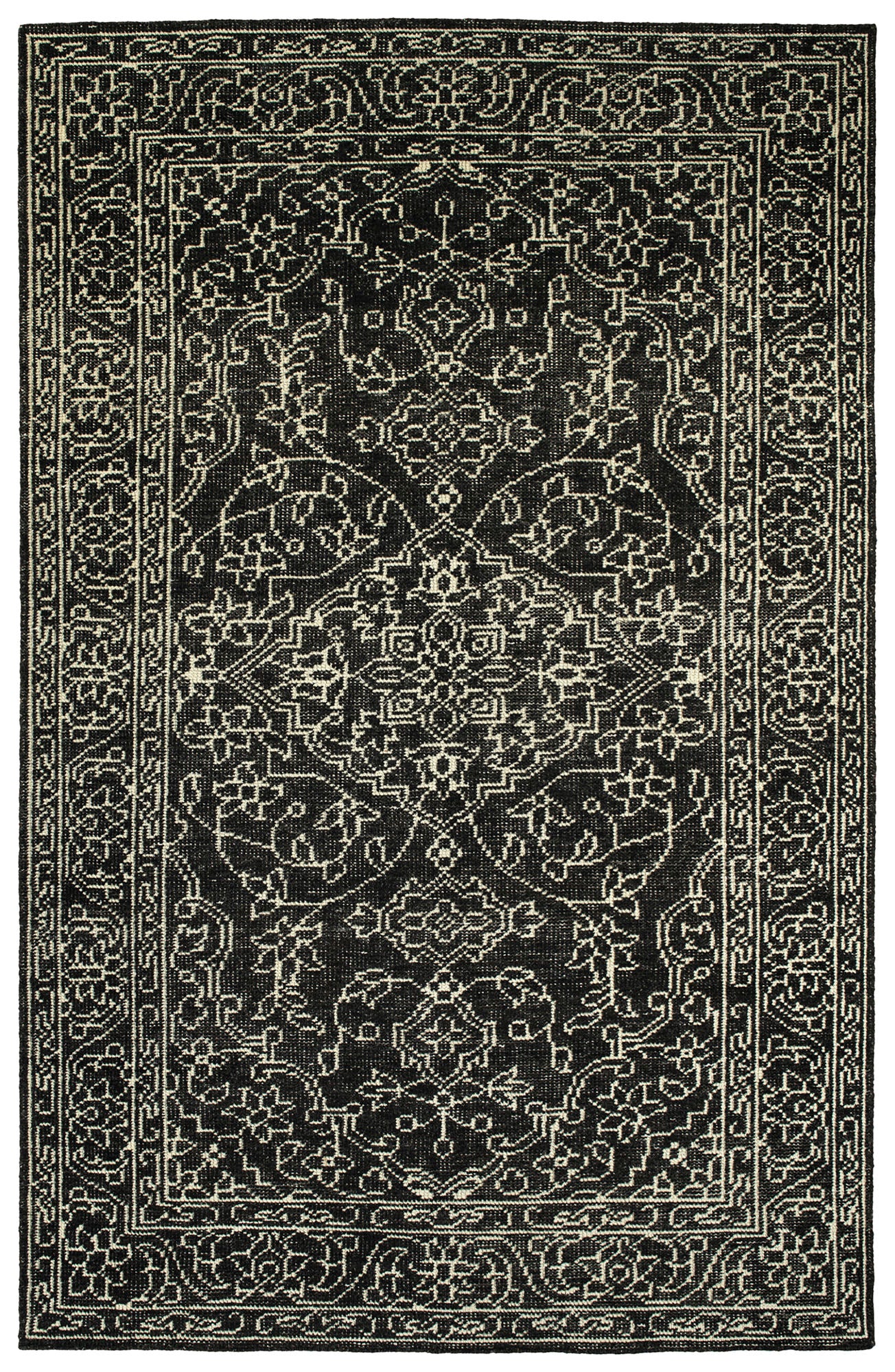 Kaleen Herrera Collection Charcoal Ivory Runner 2'6" x 12'