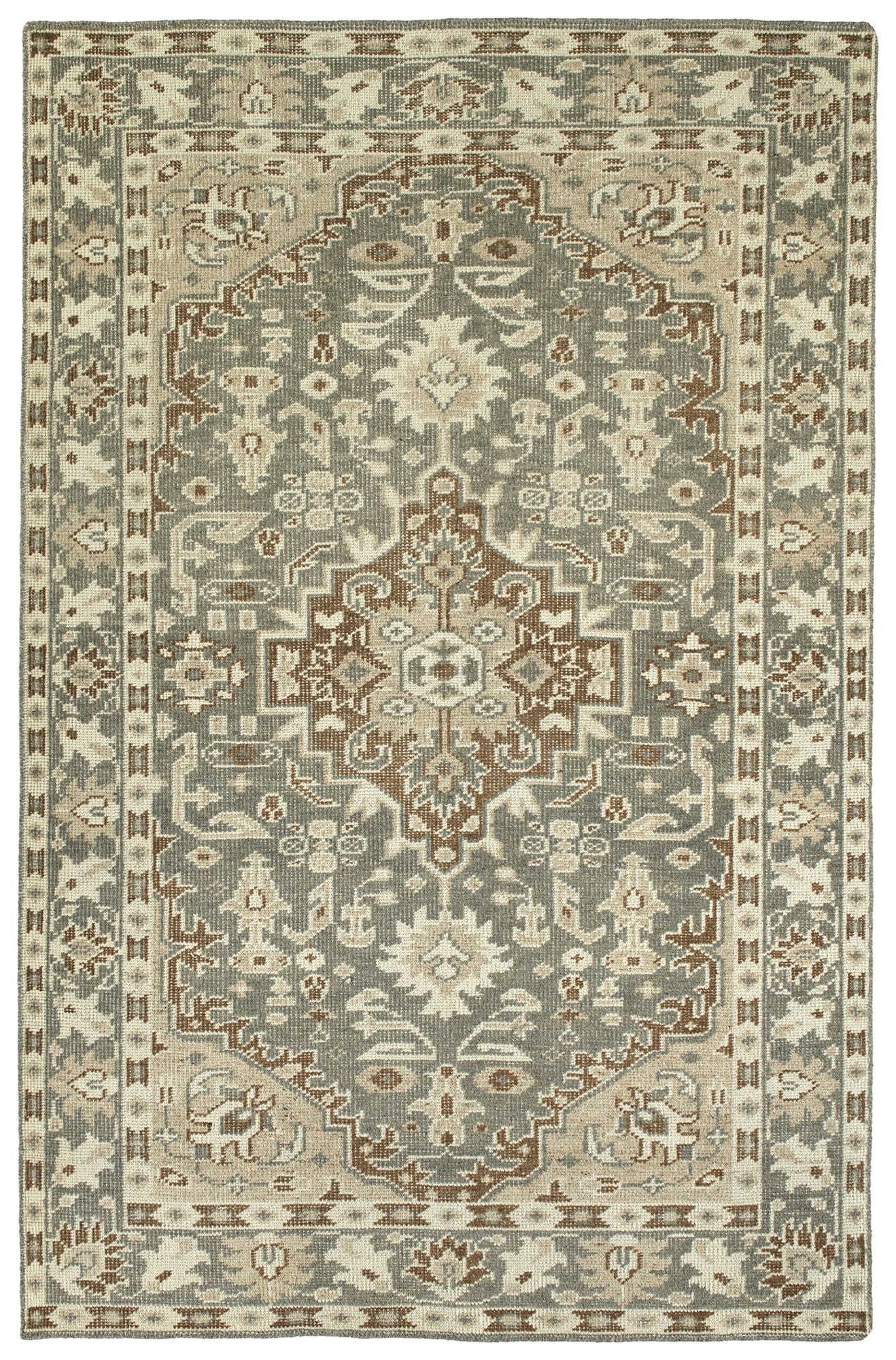 Kaleen Herrera Collection Gray LtBrown Throw Rug 2' x 3'