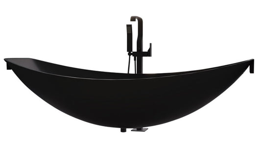 ALFI brand Black Matte 79" Acrylic Suspended Wall Mounted Hammock Bathtub