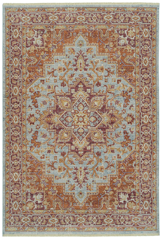 Kaleen Rila Collection Bright Light Blue Area Rug 7'10" x 10'10"