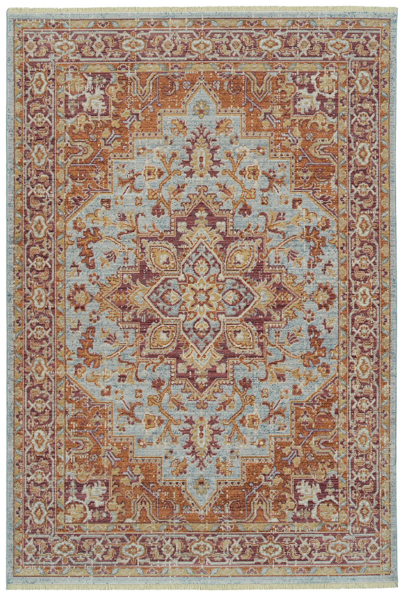 Kaleen Rila Collection Bright Light Blue Throw Rug 2' x 3'