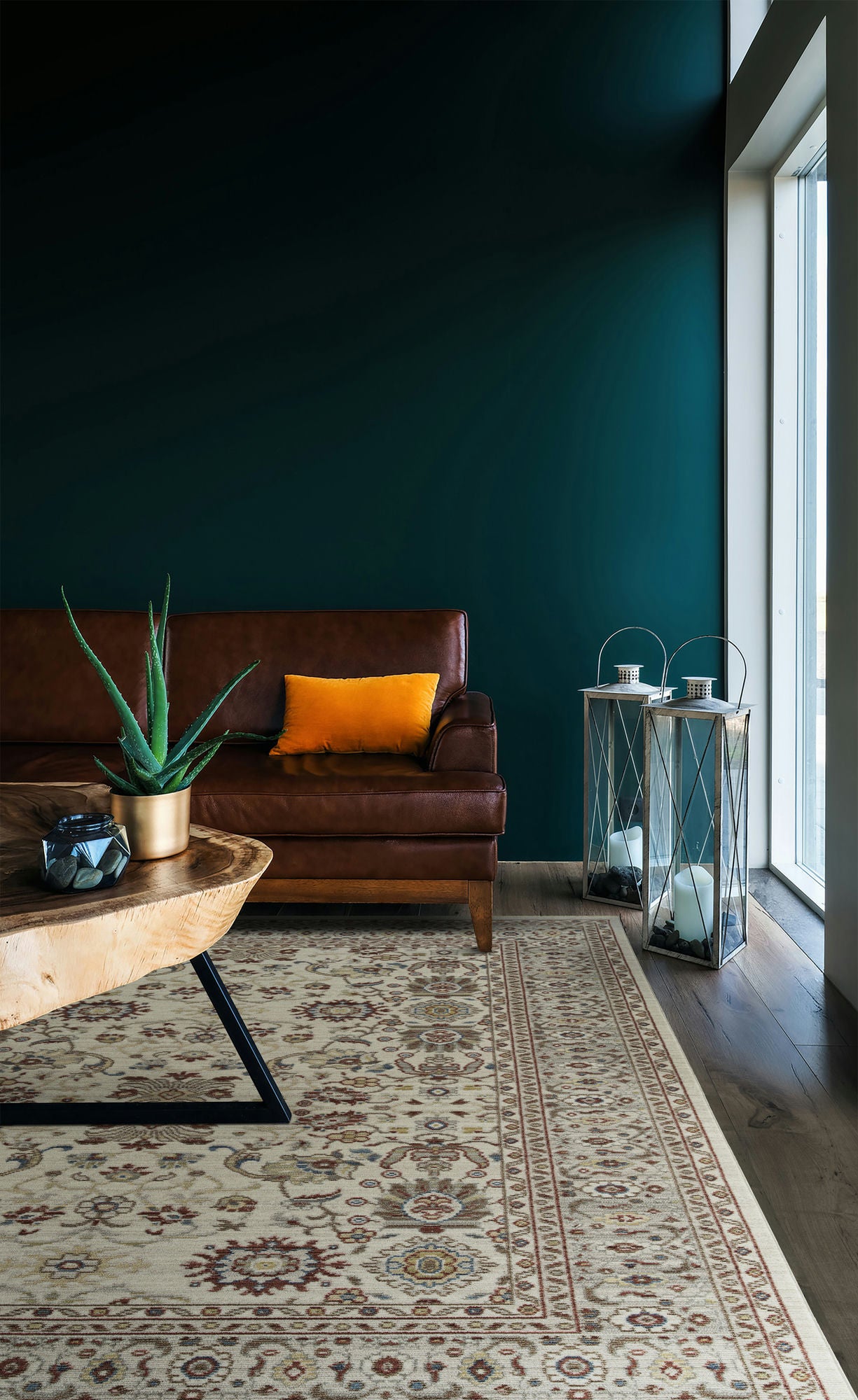 Kaleen Rila Collection Light Ivory Area Rug 5'6" x 7'9"