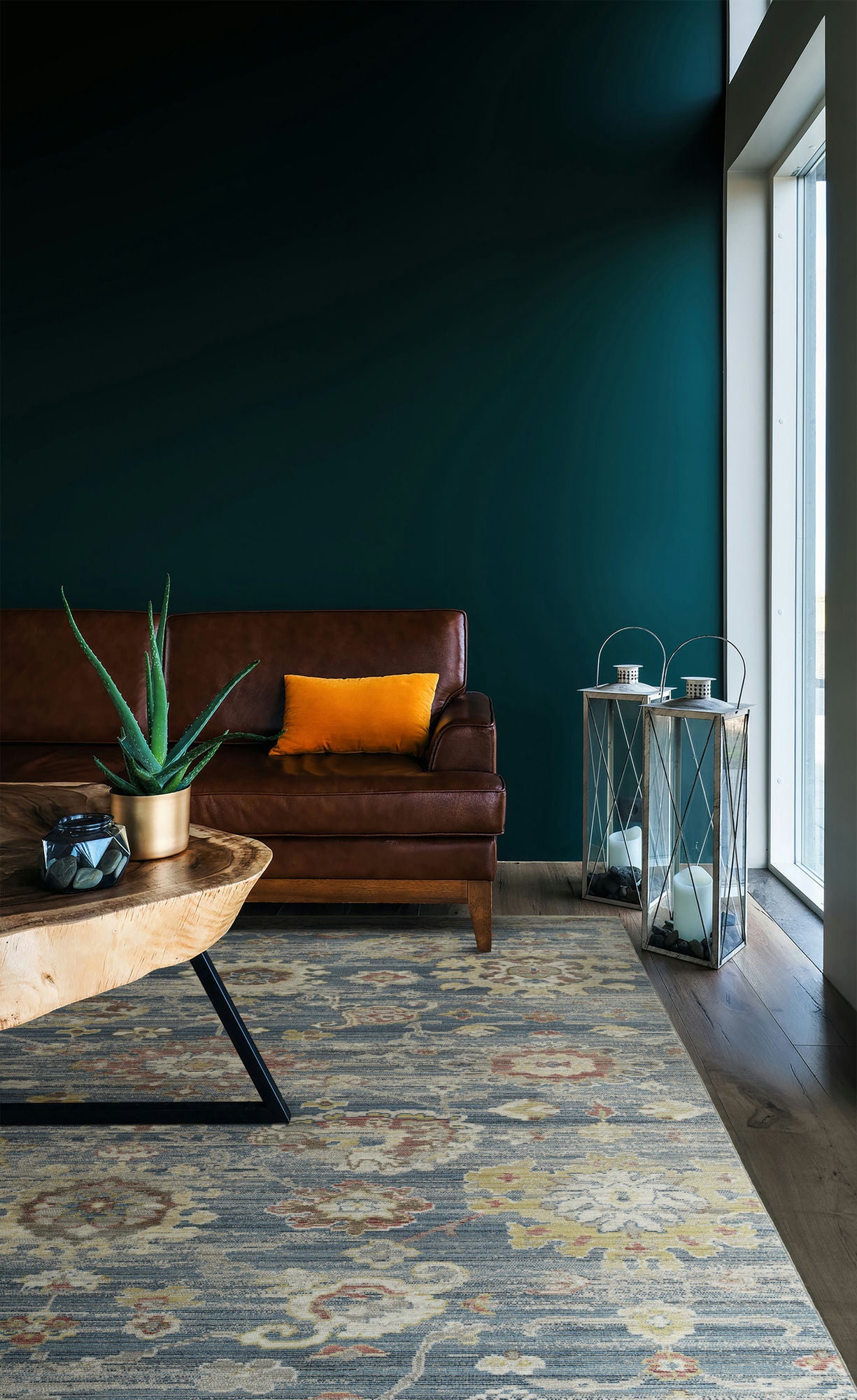 Kaleen Rila Collection Blue Rust Area Rug 7'10" x 10'10"