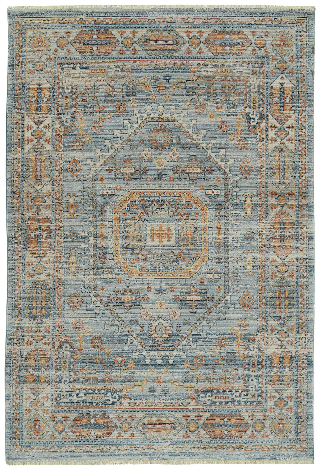 Kaleen Rila Collection Blue Silver Runner 2'2" x 7'6"