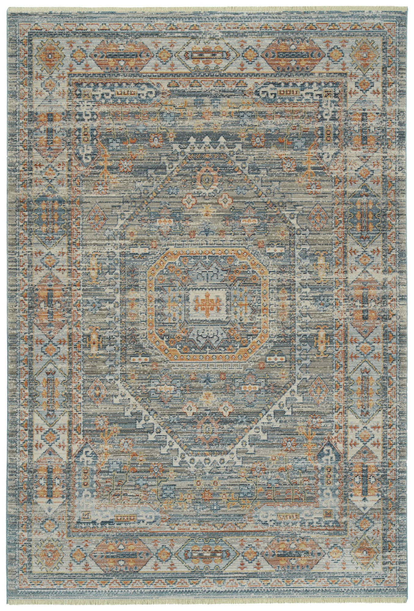 Kaleen Rila Collection Gray Silver Area Rug 3'11" x 5'3"