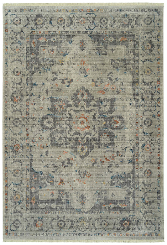 Kaleen Rila Collection Light Silver Area Rug 3'11" x 5'3"