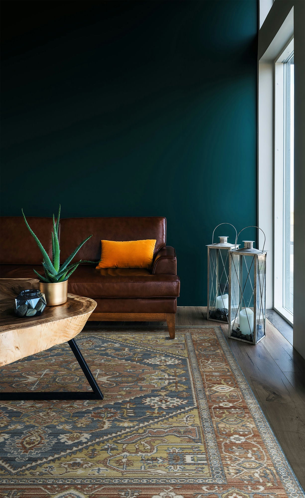 Kaleen Rila Collection Dark Blue Area Rug 3'11" x 5'3"