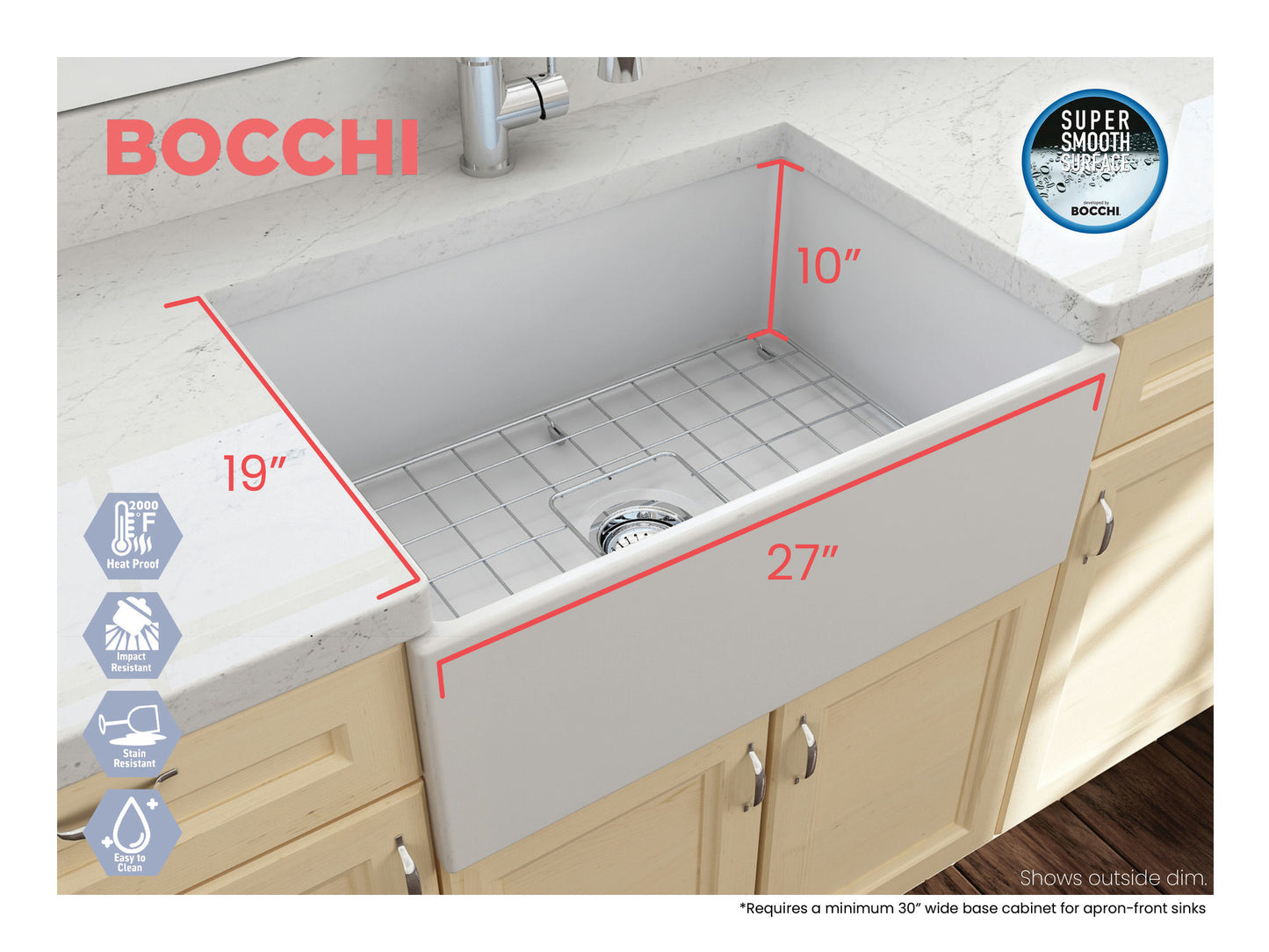 Contempo Apron Front Fireclay 27" Single Bowl Kitchen Sink in Matte White