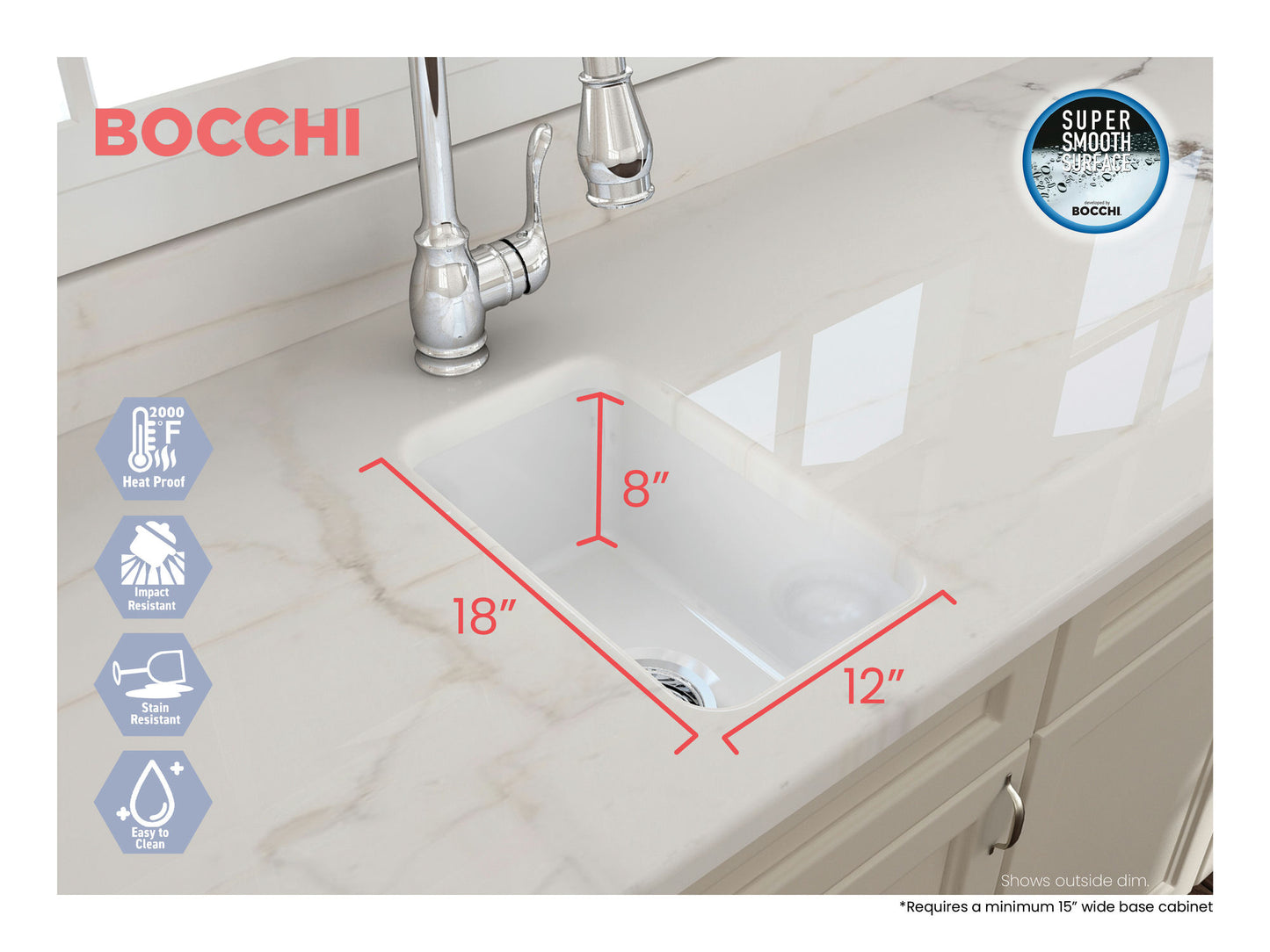 Sotto Dual-mount Fireclay 12" Single Bowl Bar Sink with Strainer in Matte White