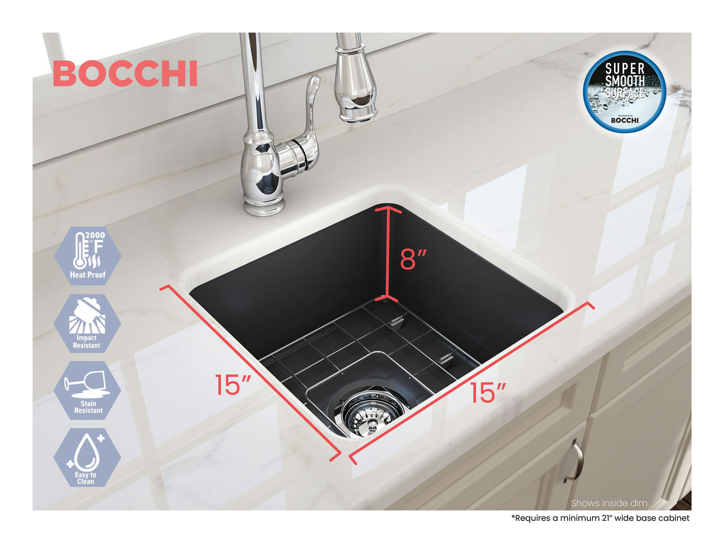 Sotto Dual-mount Fireclay 18" Single Bowl Bar Sink in Matte Dark Gray