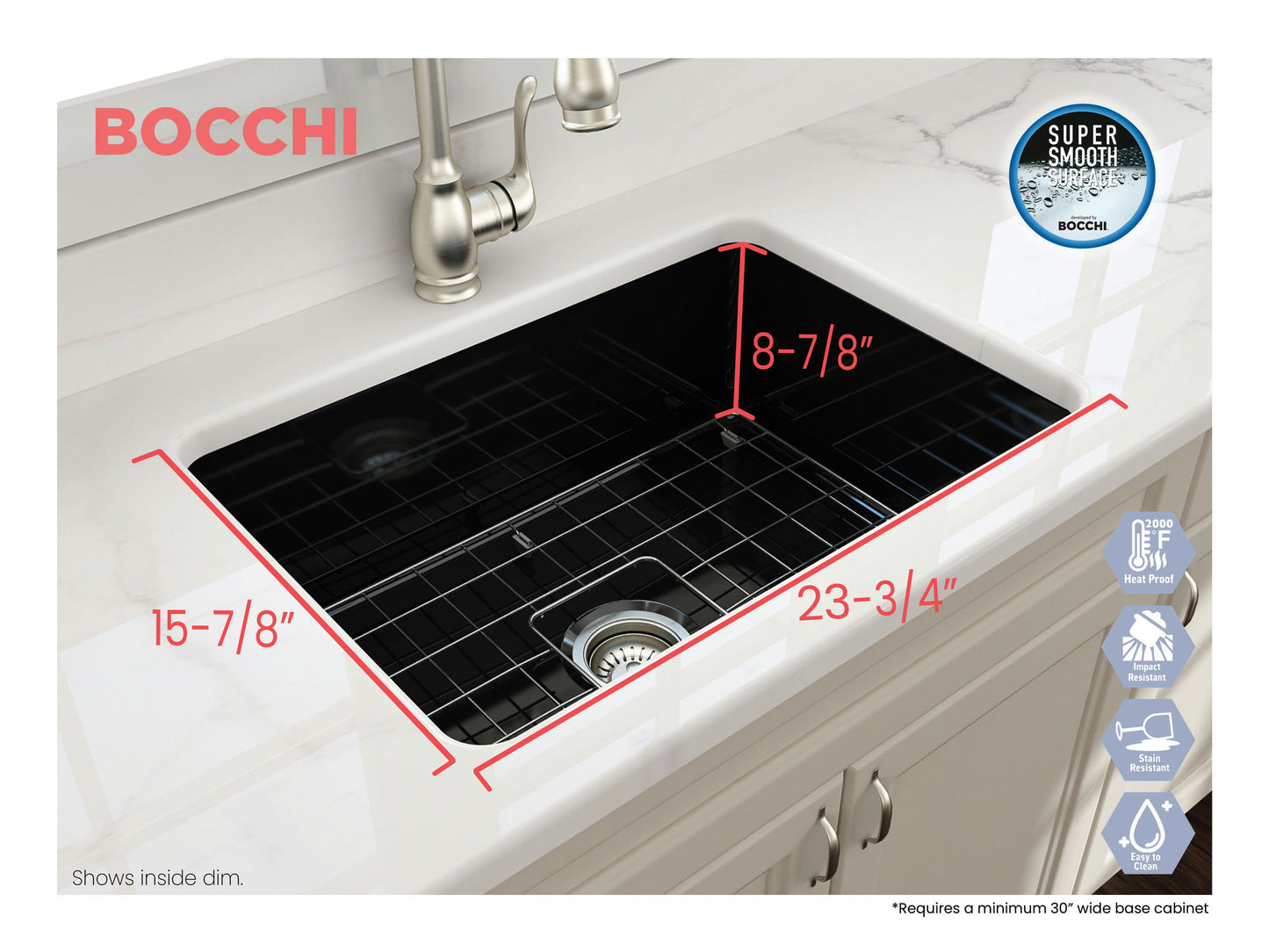 Sotto Dual-mount Fireclay 27" Single Bowl Kitchen Sink in Black
