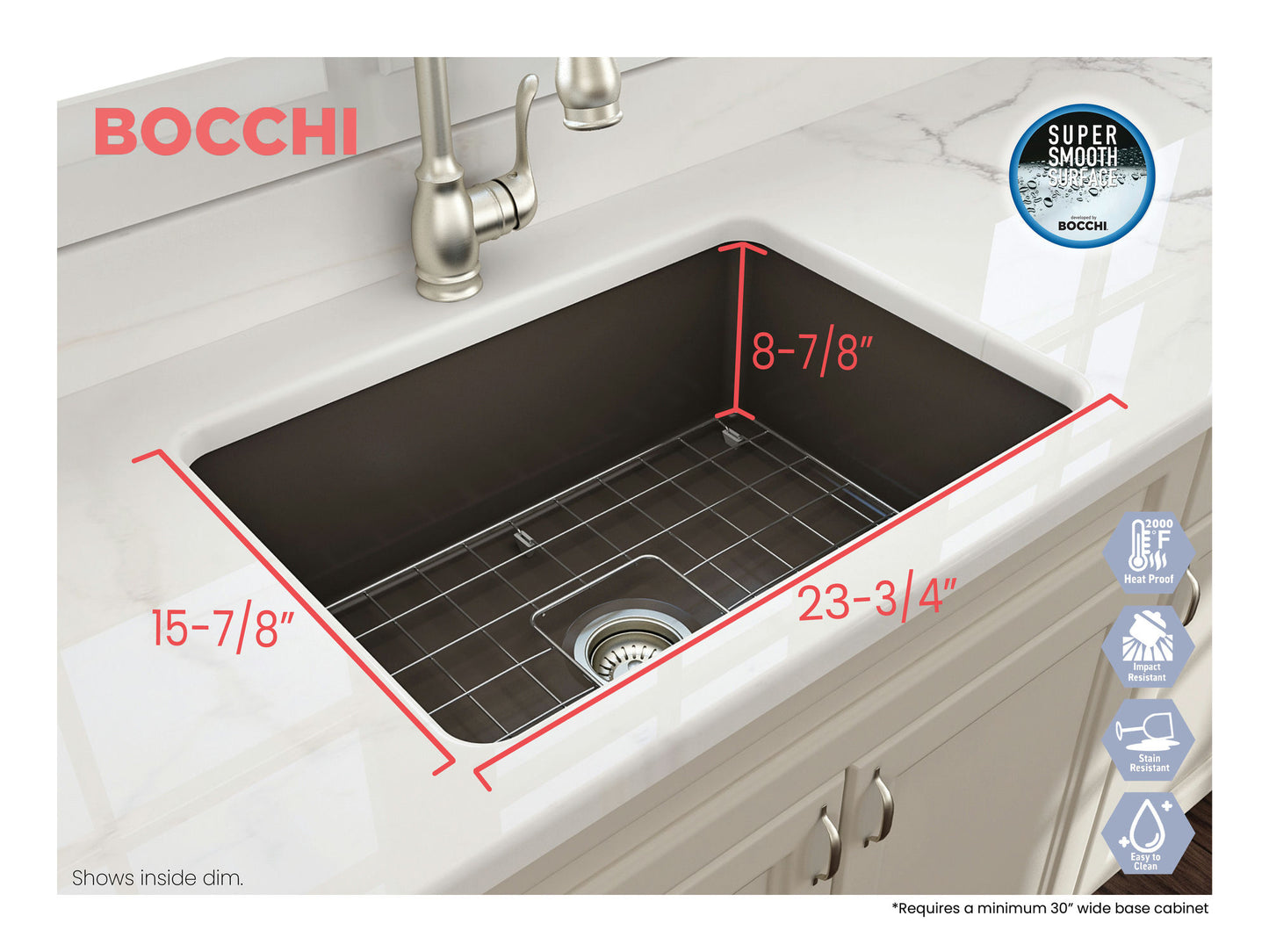 Sotto Dual-mount Fireclay 27" Single Bowl Kitchen Sink in Matte Brown