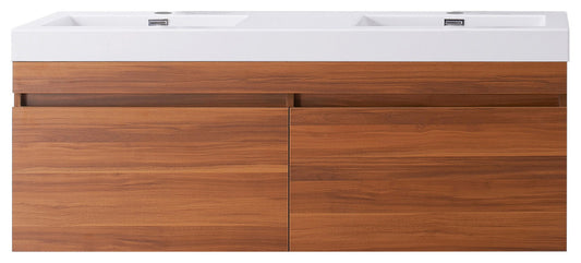 Zuri 55" Double Bathroom Vanity in Plum with White Polymarble Top and Square Sink