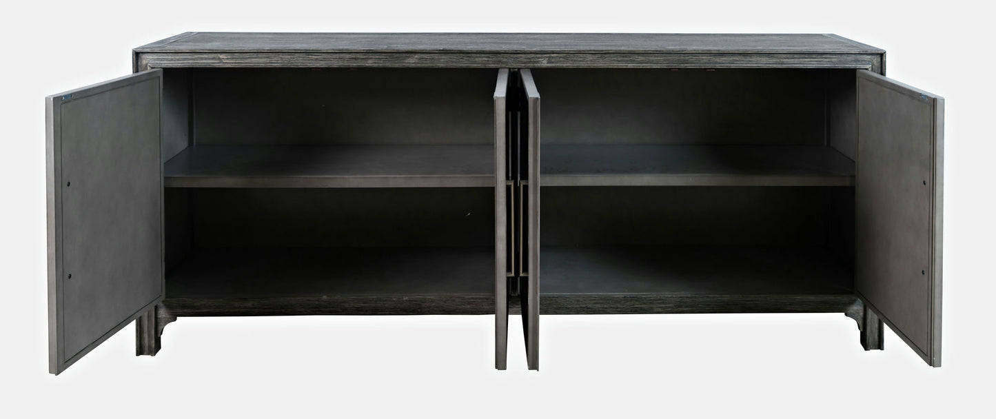 Gramercy Mid-Century Modern Chevron Four Door 79" Accent Cabinet - Platinum