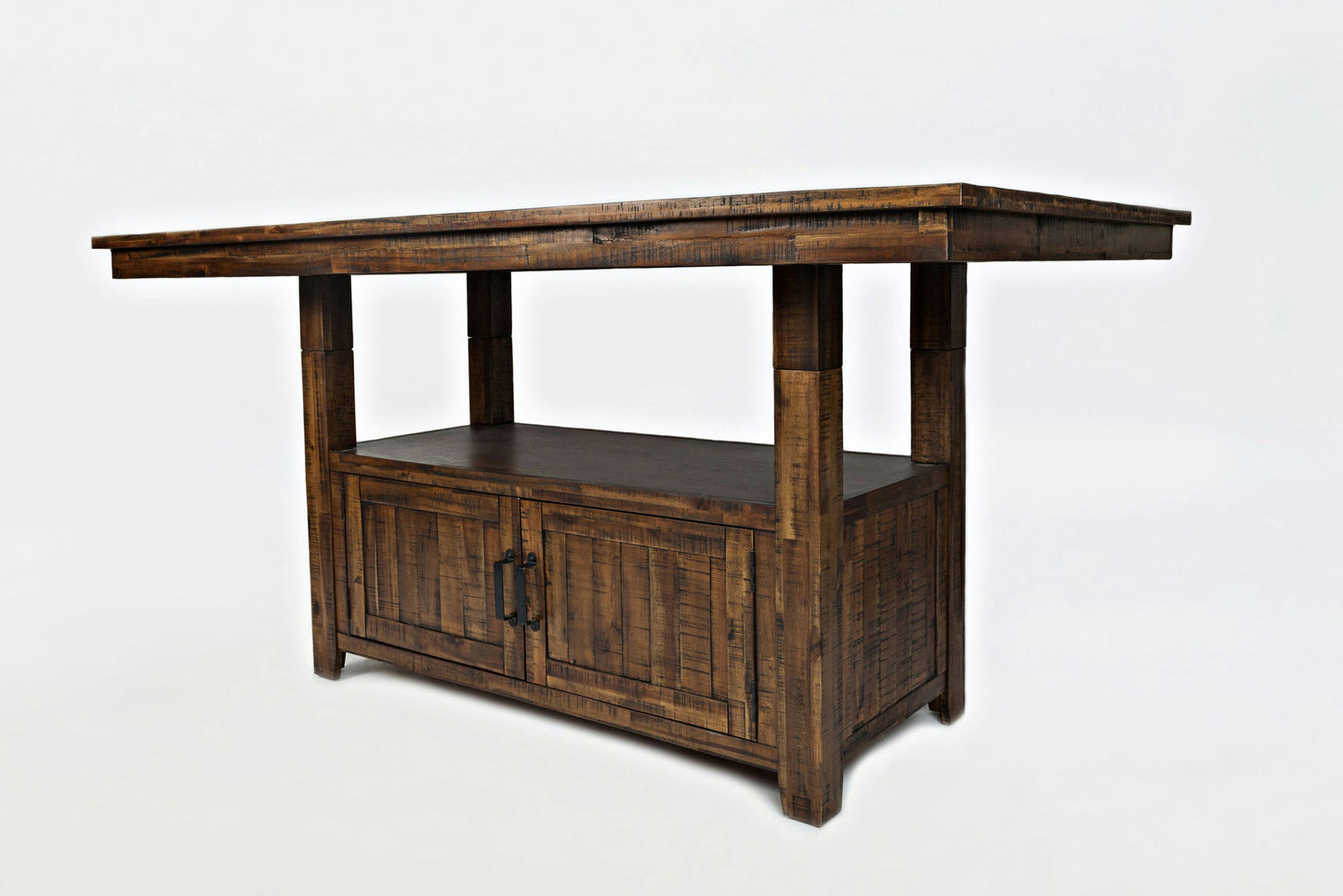 Cannon Valley Rustic Industrial Brown 72" Table + 6 Upholstered Counter Stools