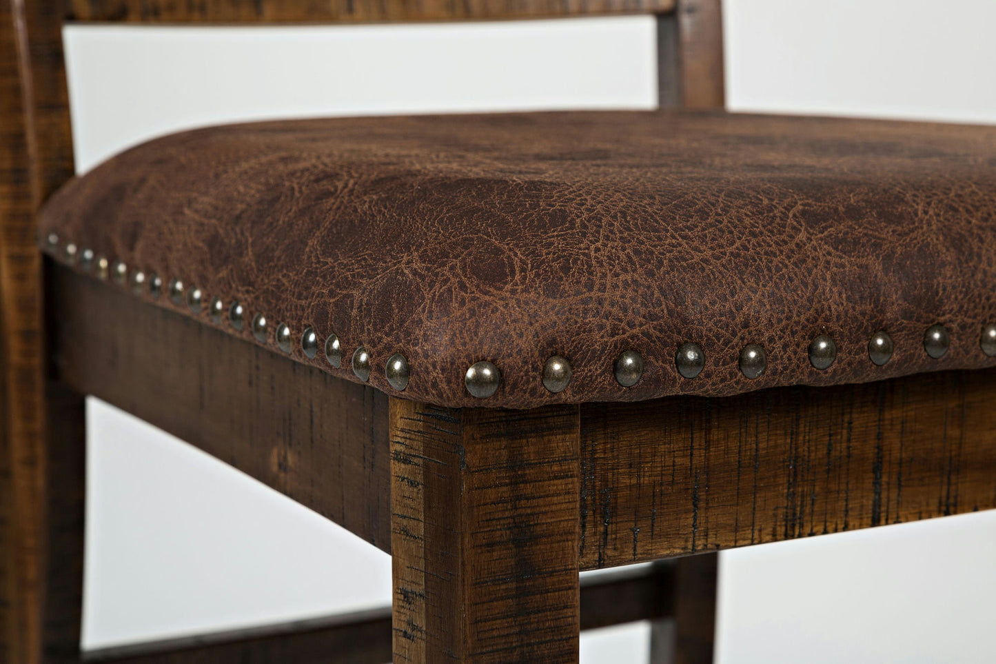 Cannon Valley Rustic Industrial Brown 72" Table + 6 Upholstered Counter Stools