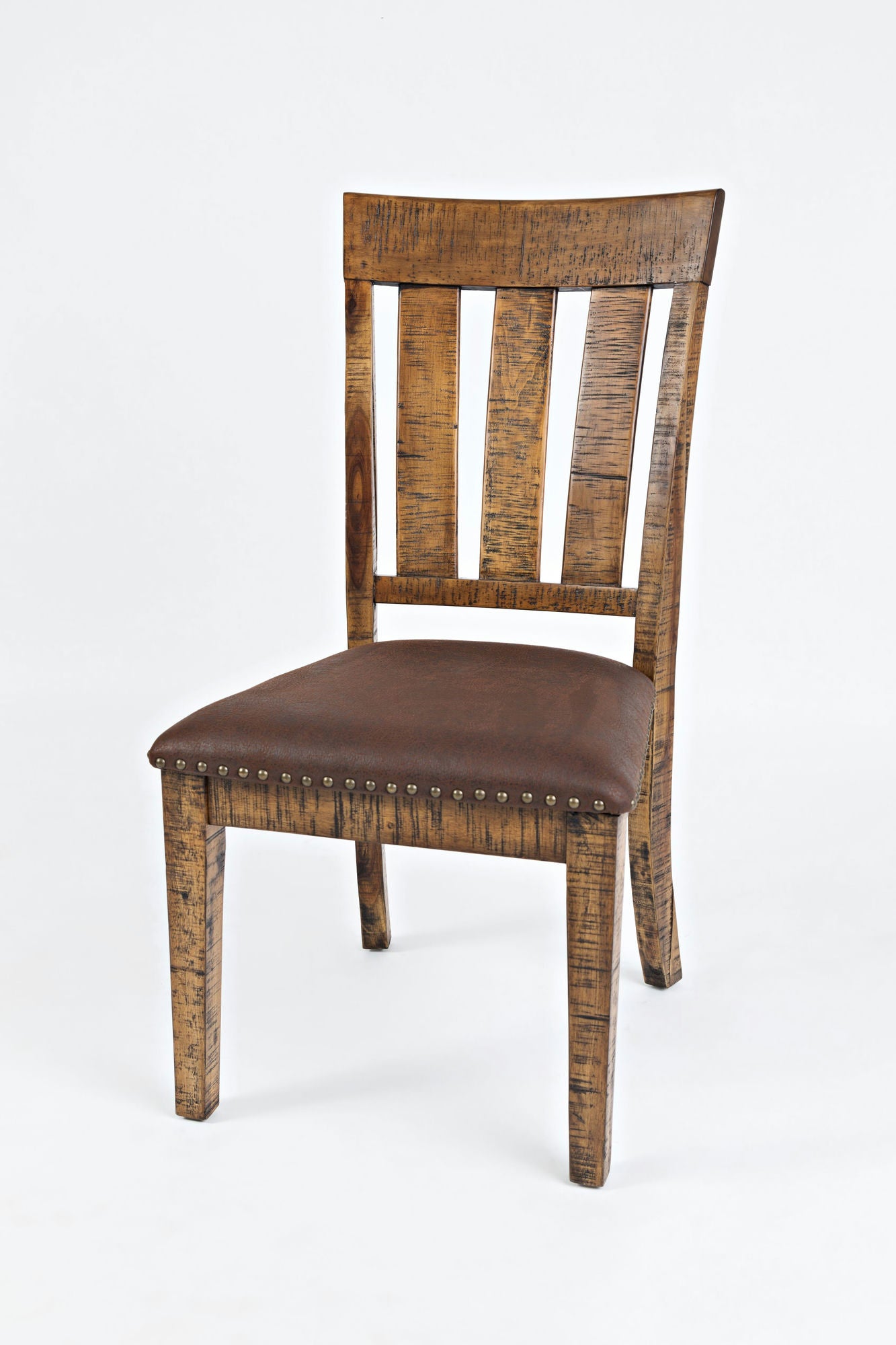 Cannon Valley Rustic Industrial Brown 82" Table + 4 Slat Dining Chairs + Bench