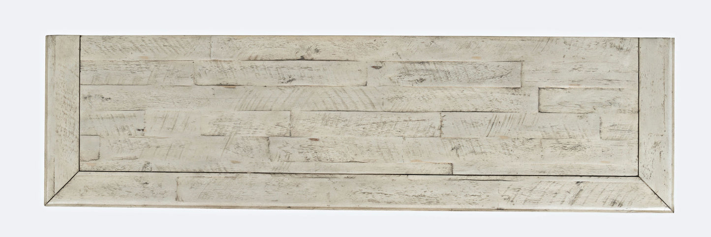 Rustic Shores 54" Coastal Distressed Acacia Four-Door Credenza Cabinet - Cream