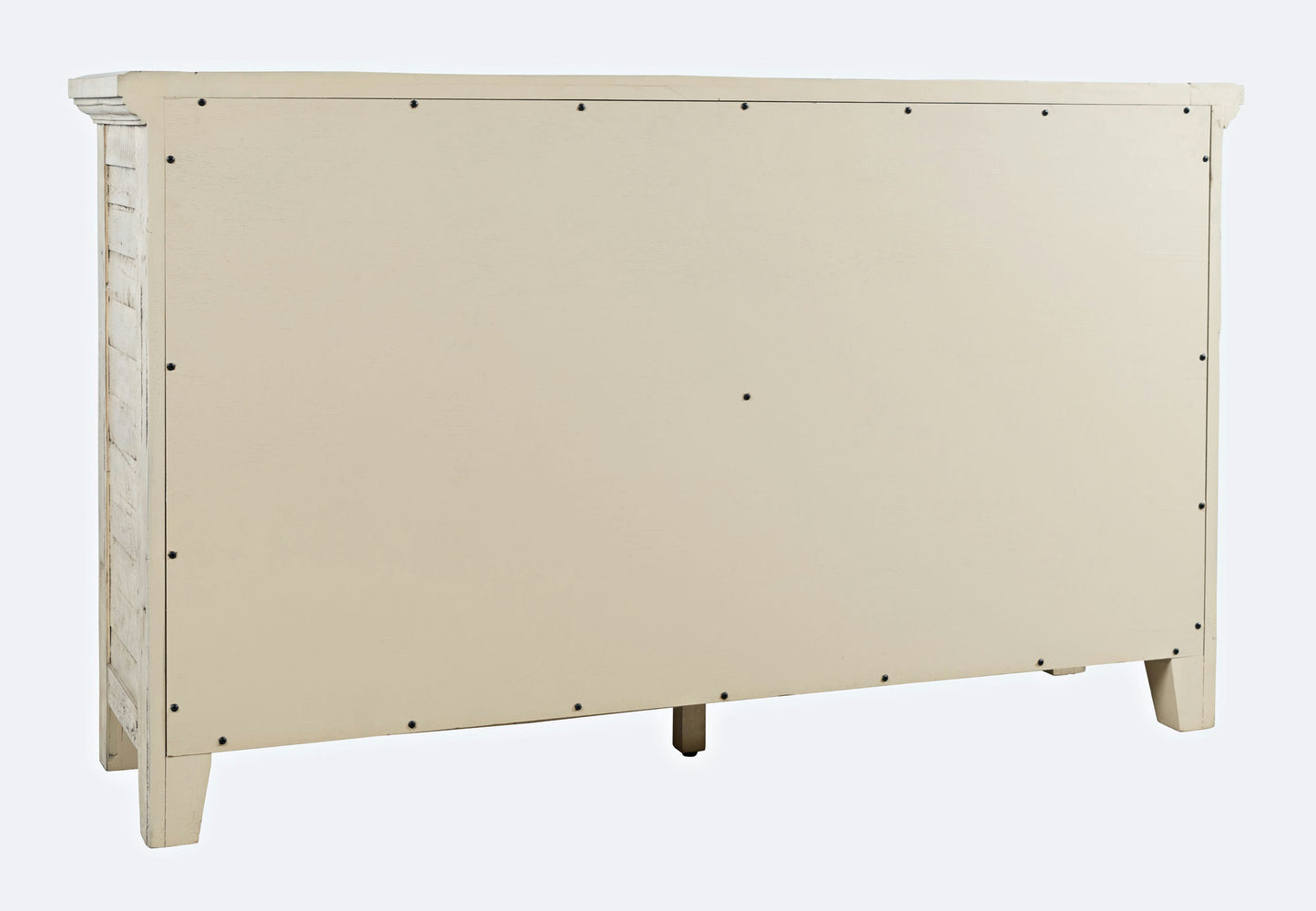Rustic Shores 54" Coastal Distressed Acacia Four-Door Credenza Cabinet - Cream
