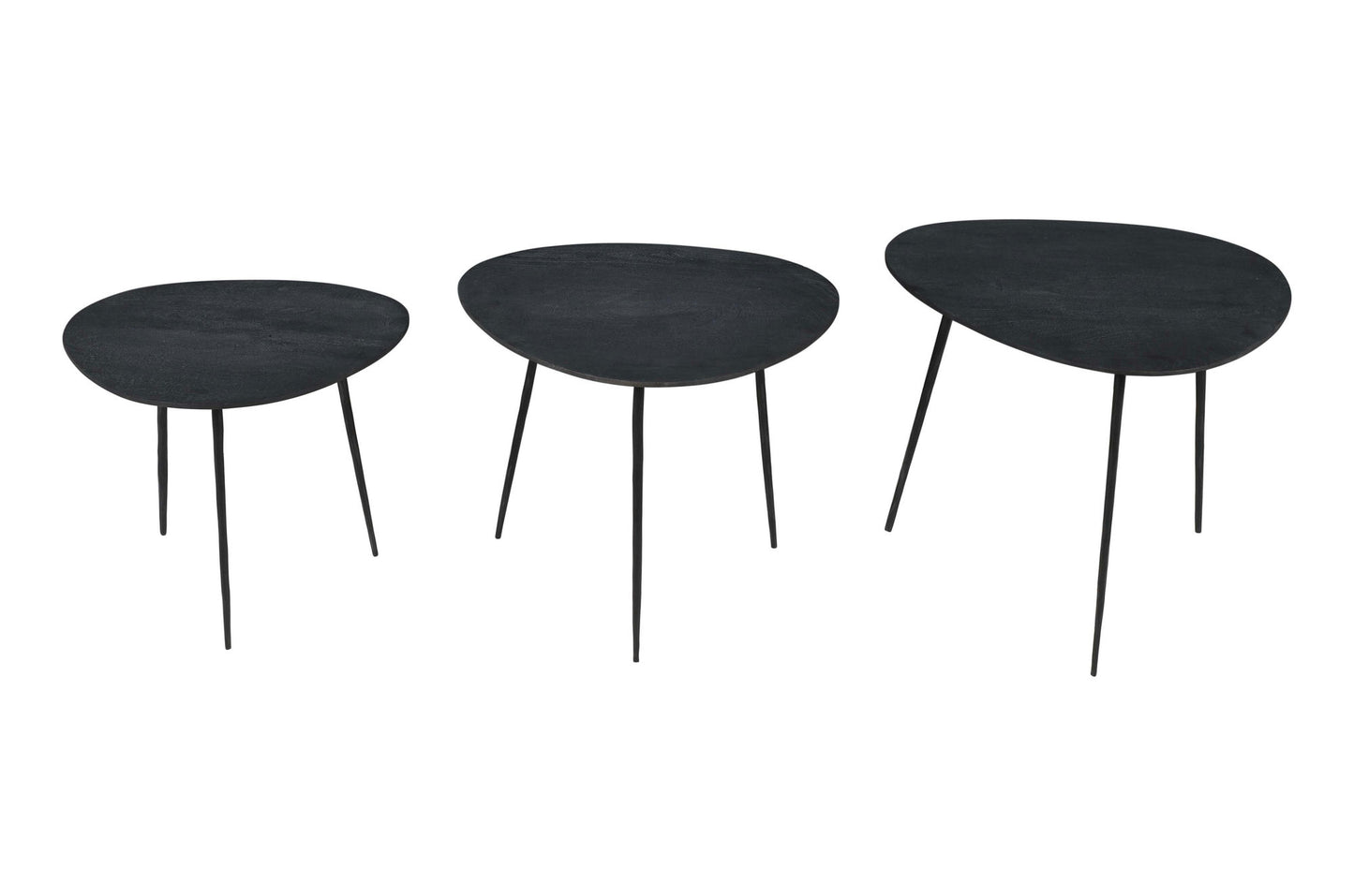 Reeves Contemporary Solid Acacia Wood Nesting End Tables (Set of 3) - Black