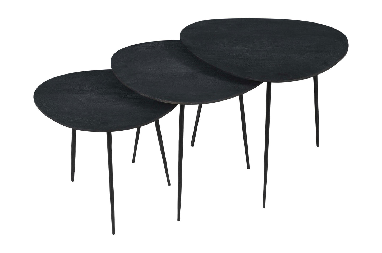 Reeves Contemporary Solid Acacia Wood Nesting End Tables (Set of 3) - Black