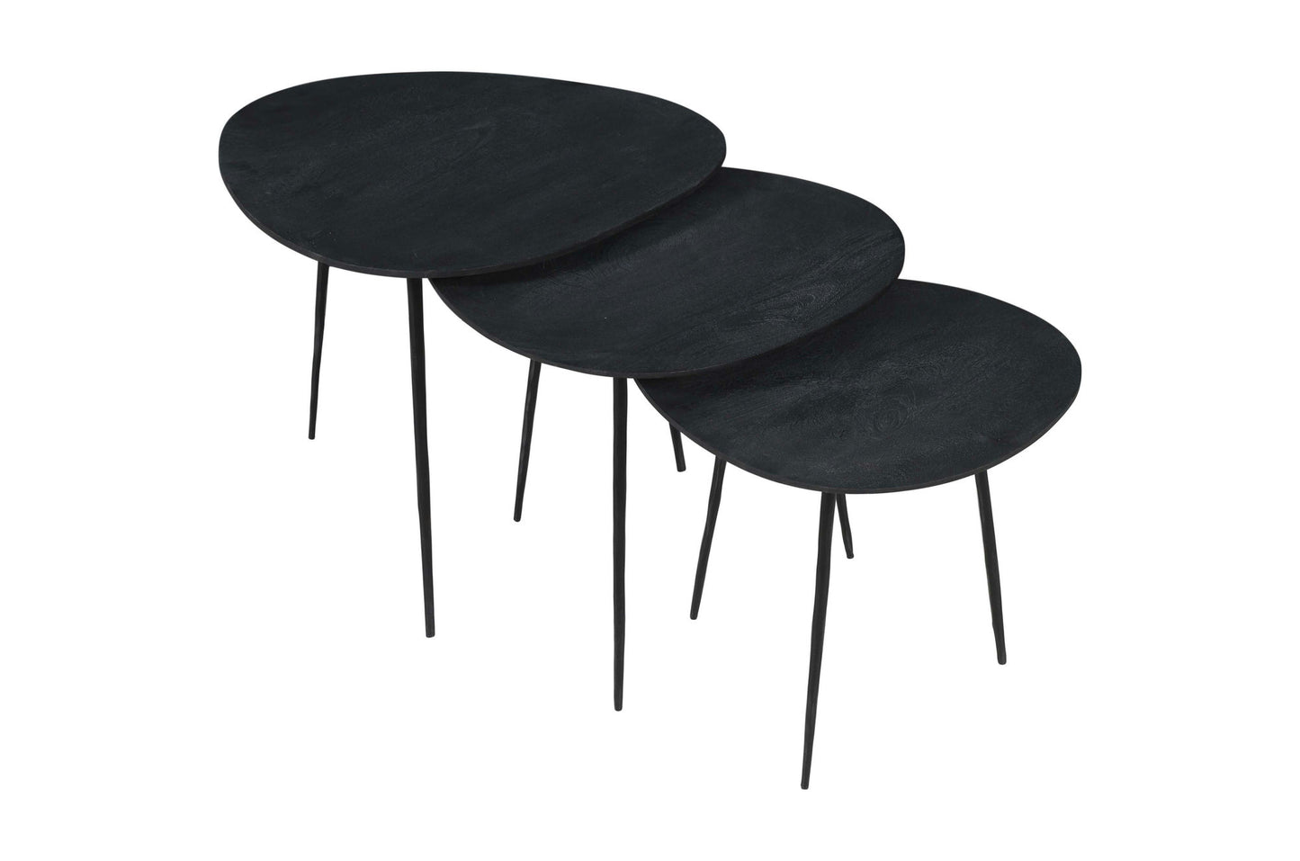 Reeves Contemporary Solid Acacia Wood Nesting End Tables (Set of 3) - Black