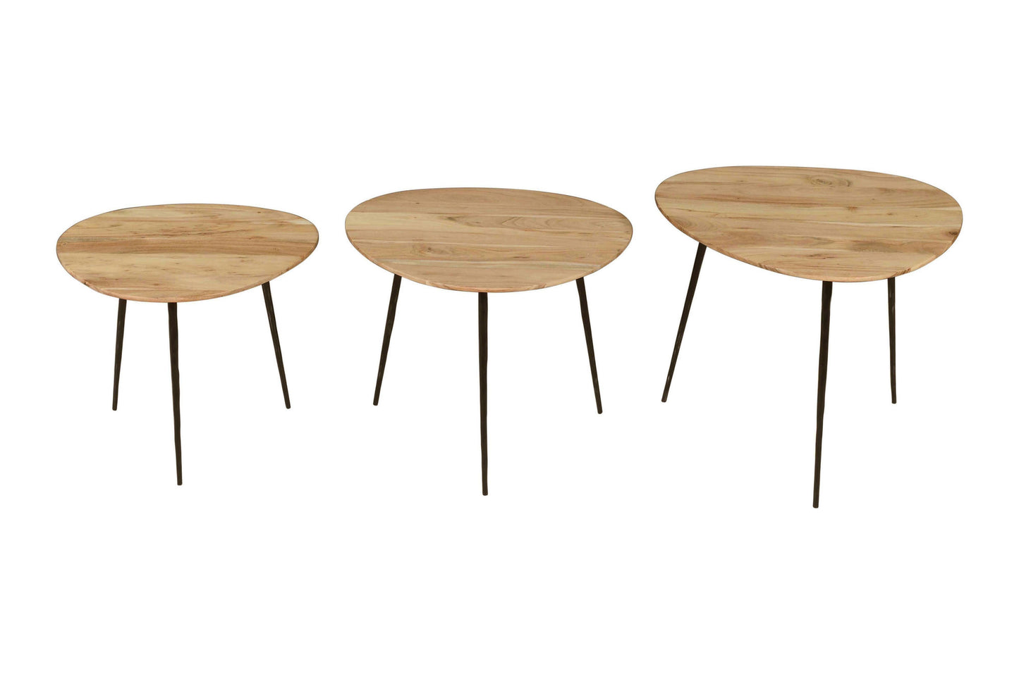 Reeves Contemporary Solid Acacia Wood Nesting End Tables (Set of 3) - Natural