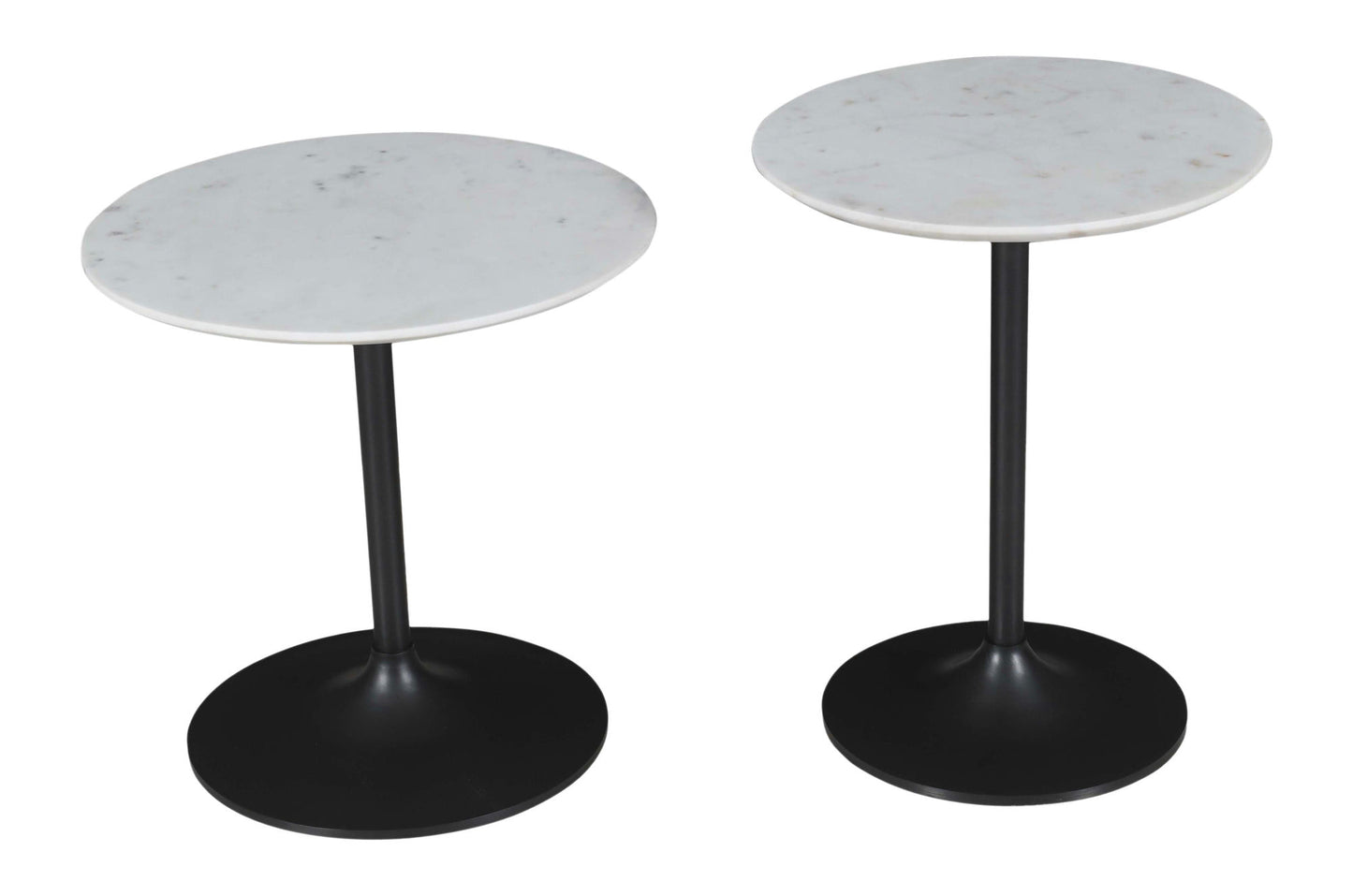 Camille Solid Marble and Iron Accent Tables (Set of 2) - White and Gunmetal