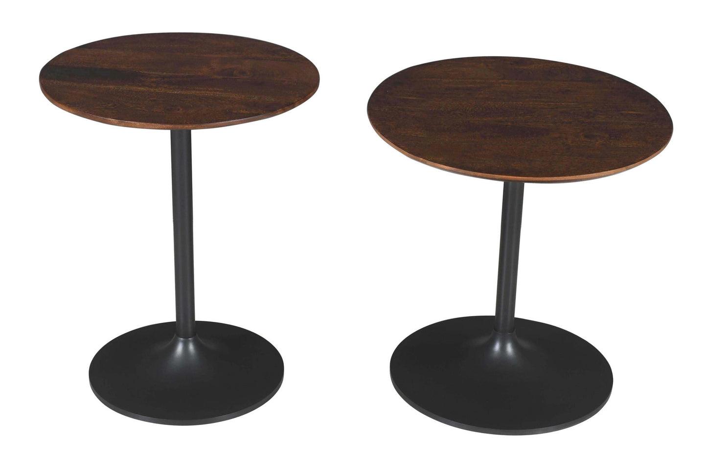 Remy Solid Wood and Iron Modern Pedestal Accent Tables (Set of 2) - Gunmetal