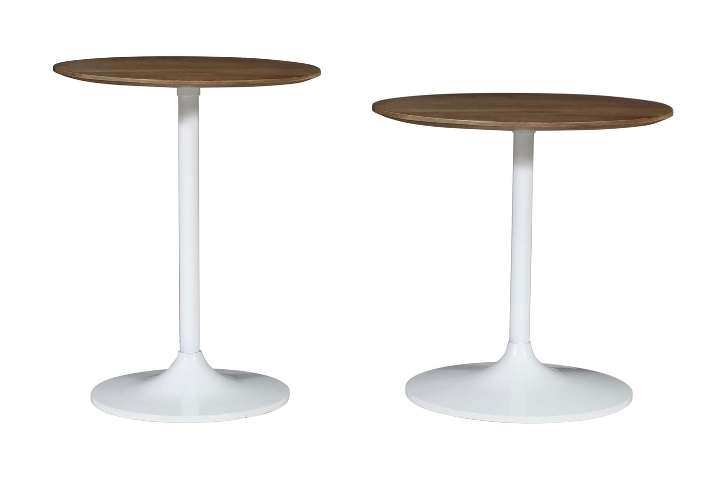 Remy Solid Wood and Iron Modern Pedestal Accent Tables (Set of 2) - White