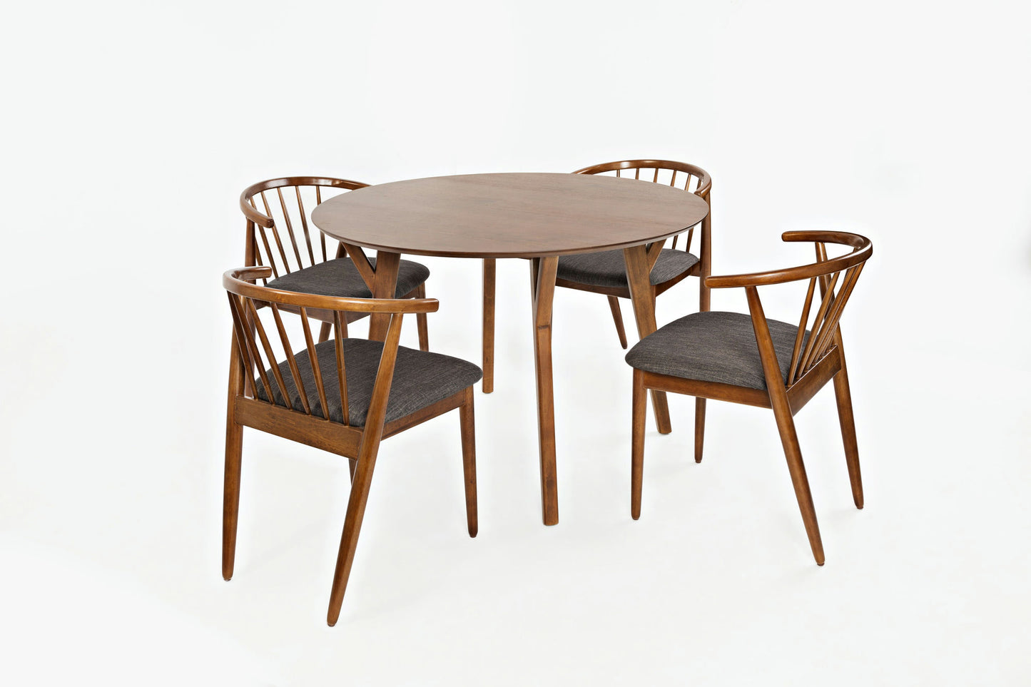Copenhagen 44" Round Mid-Century Modern Five-Piece Dining Set