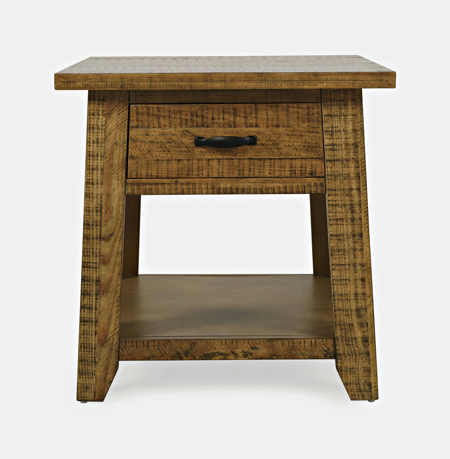 Telluride Rustic Distressed Acacia End Table with Storage - Gold