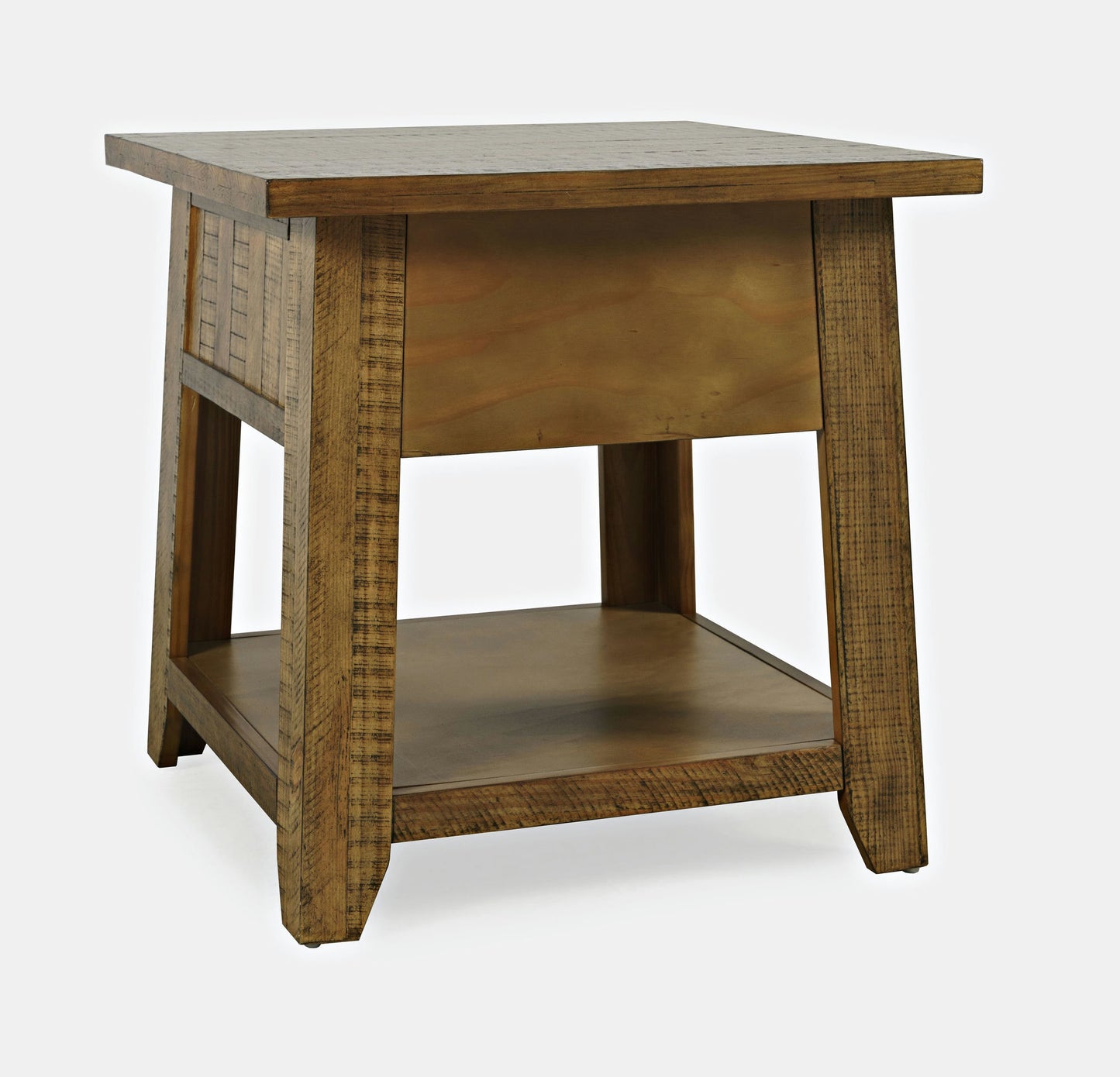 Telluride Rustic Distressed Acacia End Table with Storage - Gold