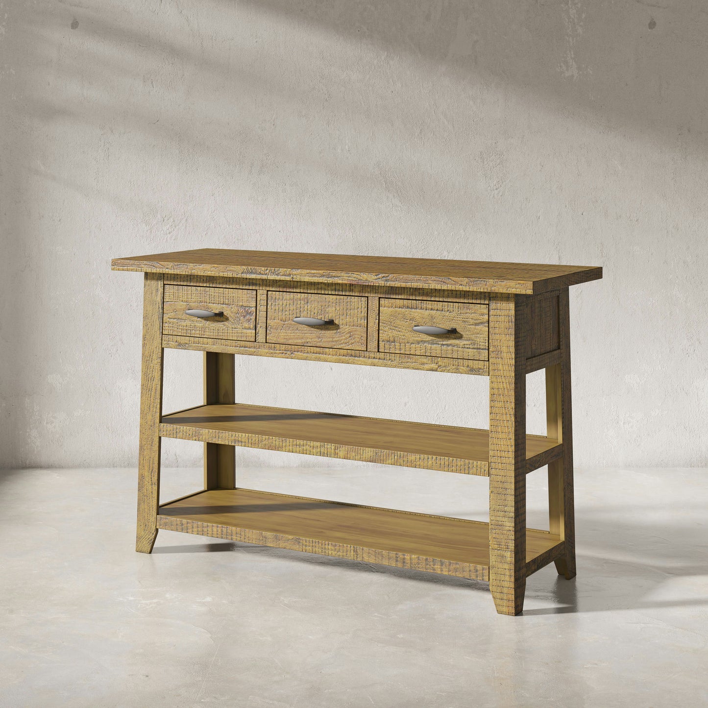 Telluride 50" Sofa Table with Drawers and Two Shelves - Gold