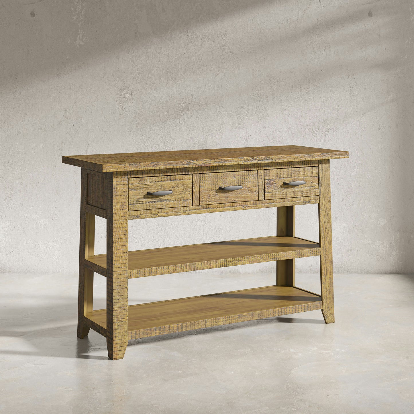 Telluride 50" Sofa Table with Drawers and Two Shelves - Gold