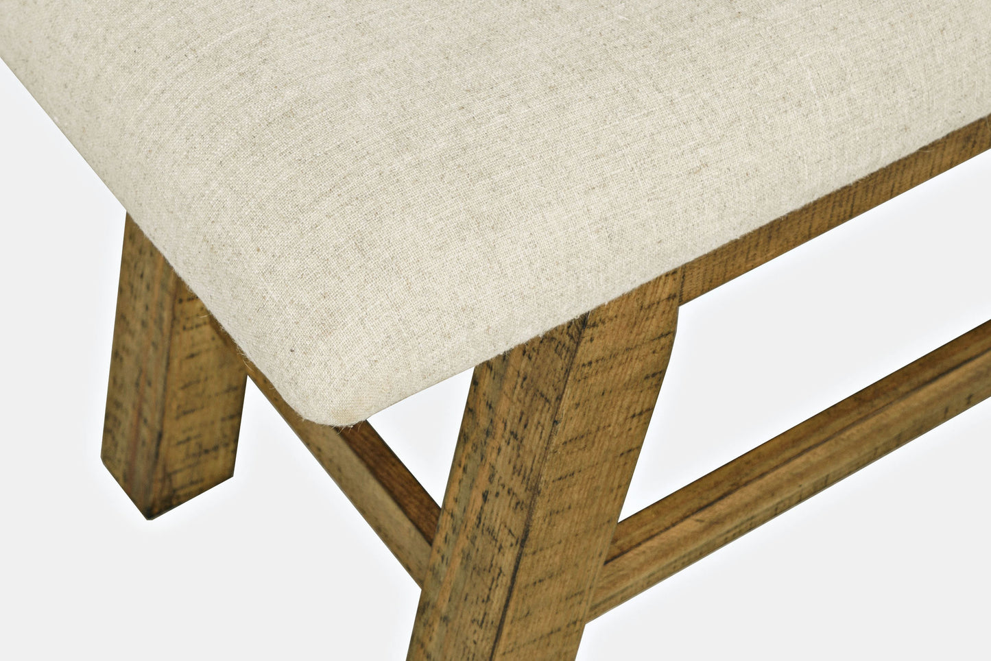 Telluride Rustic Distressed Pine 85" Upholstered Dining Bench - Gold