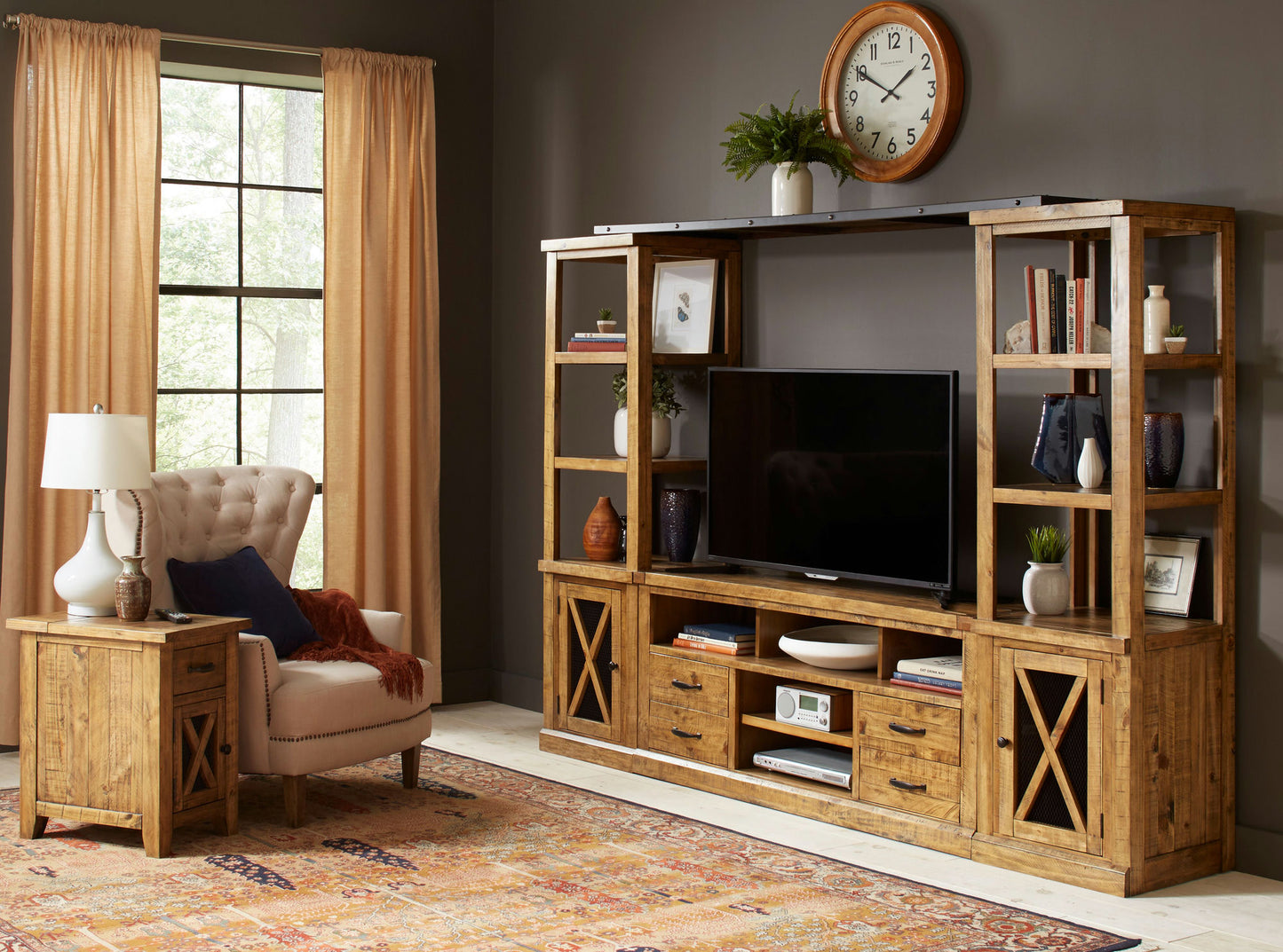 Telluride Rustic Distressed Pine Two Pier and Bridge Set