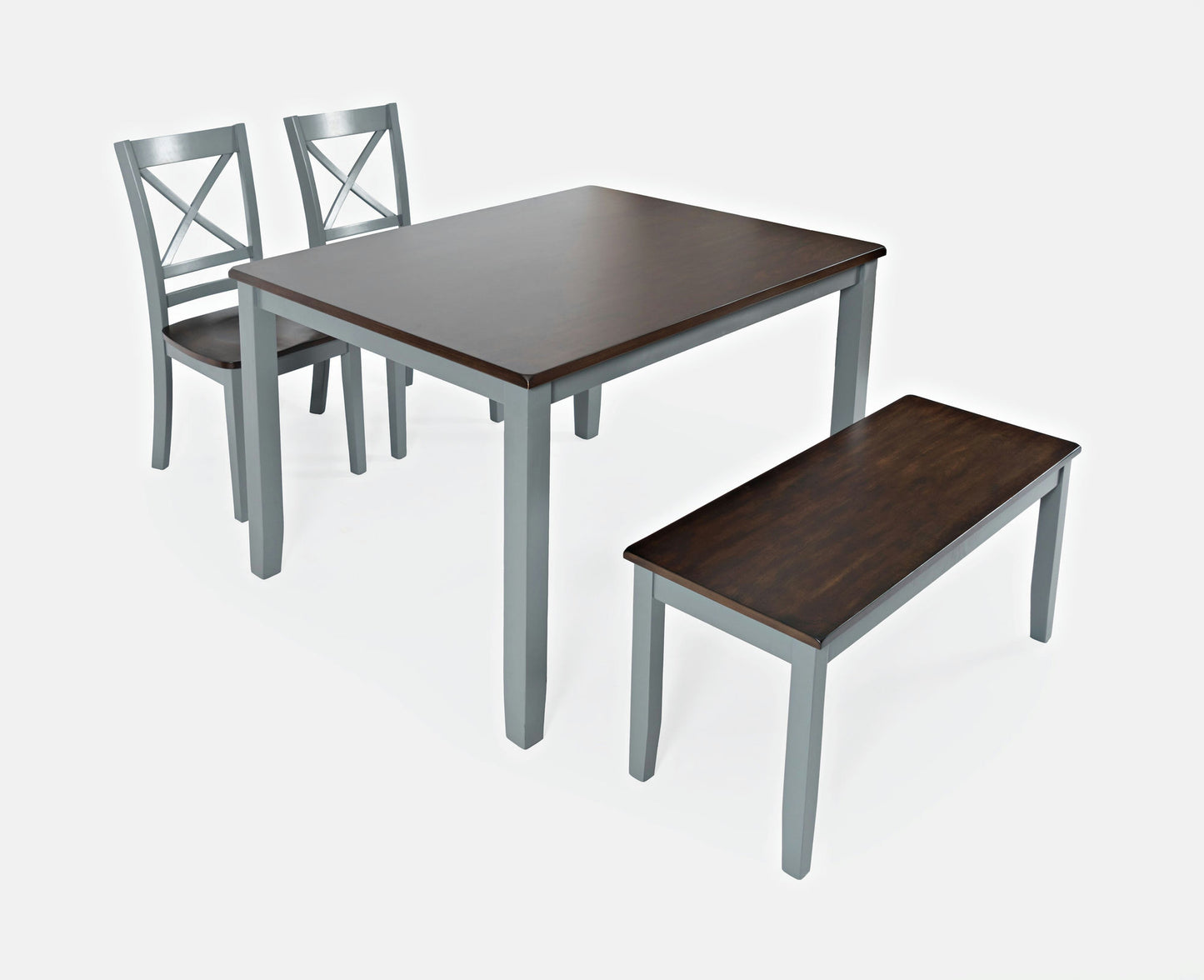 Asbury Park Acacia Farmhouse 4-Pack Dining Set - Table with 2 Chairs and Bench