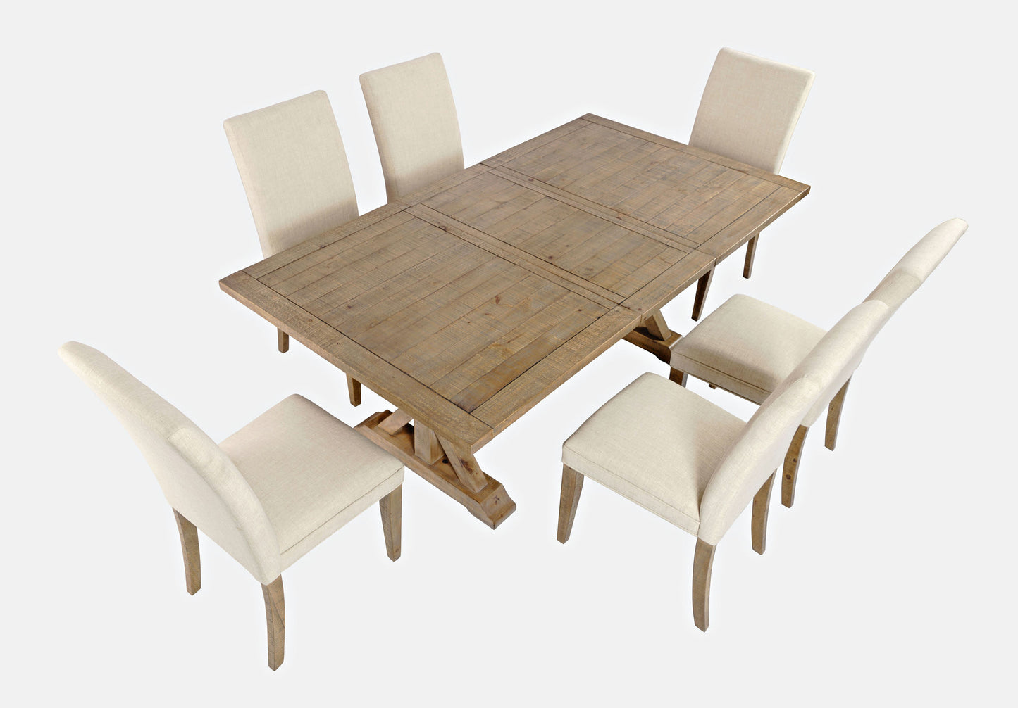 Carlyle Crossing Solid Pine 78" Seven-Piece Dining Set with Upholstered Chairs