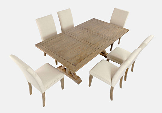 Carlyle Crossing Solid Pine 78" Seven-Piece Dining Set with Upholstered Chairs