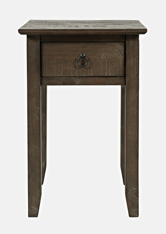 Devon Farmhouse Distressed Pine End Table - Barnwood Brown