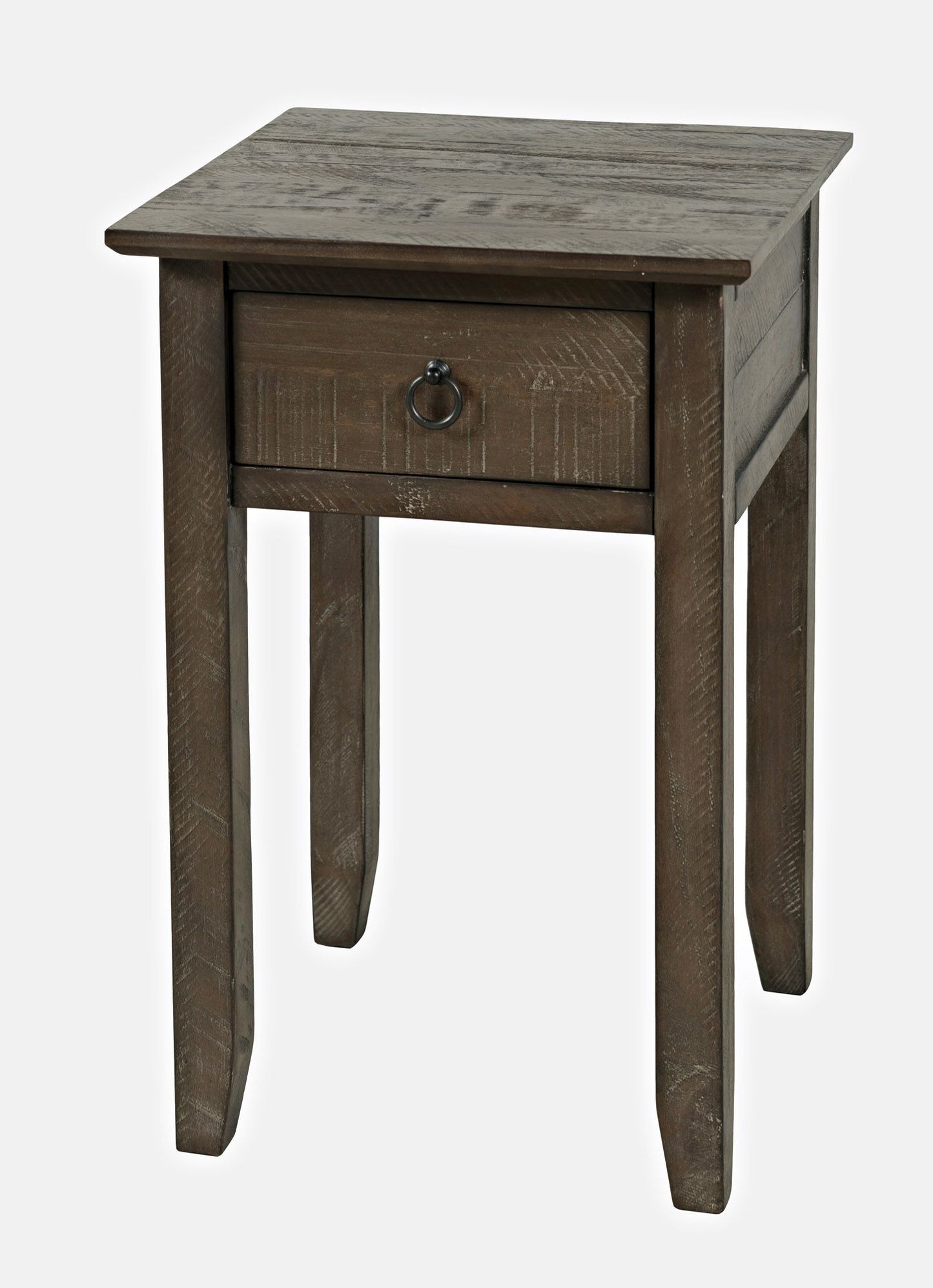 Devon Farmhouse Distressed Pine End Table - Barnwood Brown