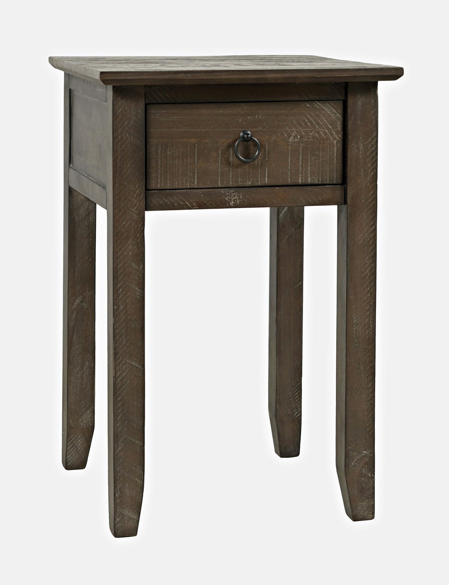 Devon Farmhouse Distressed Pine End Table - Barnwood Brown